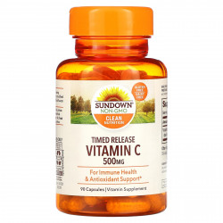 Sundown Naturals, Витамин C, замедленное высвобождение, 500 мг, 90 капсул