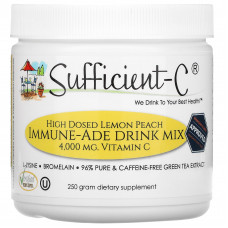 Sufficient C, Высокодозированная смесь для приготовления иммунизированных напитков, лимон и персик, 4000 мг, 250 г