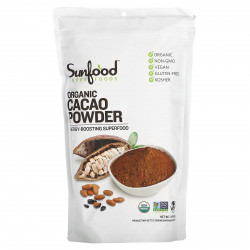 Sunfood, Органический какао-порошок, 454 г (1 фунт)