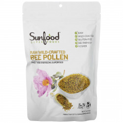 Sunfood, сырая пчелиная пыльца, собранная с дикорастущих растений, 227 г (8 унций)