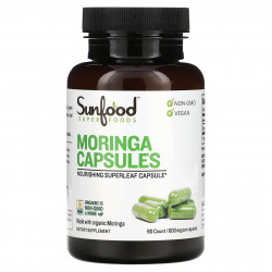 Sunfood, Капсулы Moringa, 600 мг, 90 капсул