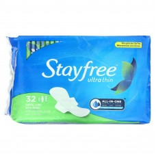 Stayfree, Ультратонкие, сверхдлинные с подушечками-крыльями, 32 подушечки