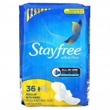 Stayfree, Ультратонкие, обычные с крыльями`` 36 подушечек