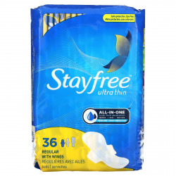 Stayfree, Ультратонкие, обычные с крыльями`` 36 подушечек