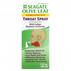 Seagate, Спрей для горла с листом оливы, без вкуса, 1 жидкая унция (30 мл)