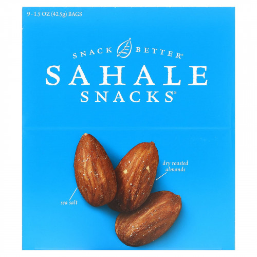 Sahale Snacks, Сухие обжаренные орехи, Калифорнийский миндаль & морская соль, 9 упаковок по 1,5 унции (42,5 граммов)