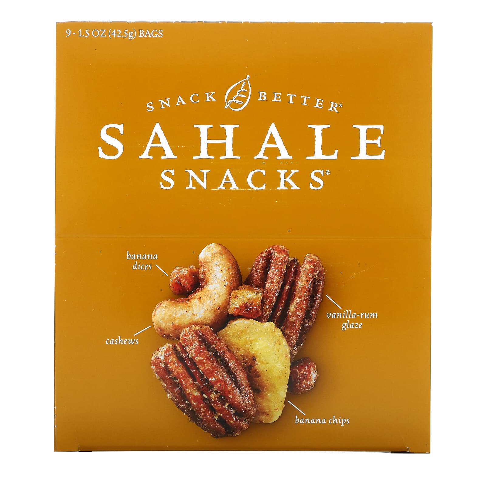 Sahale Snacks, Глазированная смесь, банан, ром, пекан, 9 пакетиков, 42,5 г (1,5 унции) каждый