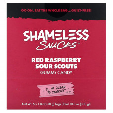 Shameless Snacks, жевательные конфеты, красная малина и кислые вкусы, 6 пакетиков по 50 г (1,8 унции)