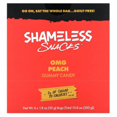 Shameless Snacks, жевательные конфеты, персик, 6 пакетиков по 50 г (1,8 унции)