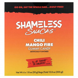 Shameless Snacks, жевательные конфеты, со вкусом чили и манго, 6 пакетиков по 50 г (1,8 унции)