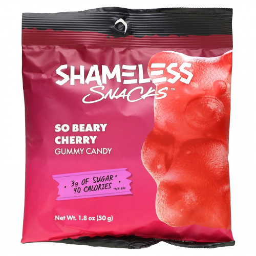 Shameless Snacks, жевательные конфеты, со вкусом вишни, 6 пакетиков по 50 г (1,8 унции)
