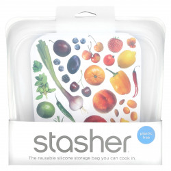Stasher, Многоразовый силиконовый контейнер для еды, удобный размер для бутербродов, средний, прозрачный, 450 мл (15 жидк. унций)