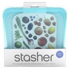 Stasher, Aqua, многоразовый силиконовый контейнер для еды, удобный размер для бутербродов, средний, 450 мл (15 жидк. унций)
