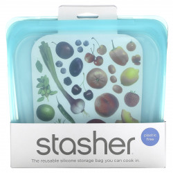 Stasher, Aqua, многоразовый силиконовый контейнер для еды, удобный размер для бутербродов, средний, 450 мл (15 жидк. унций)