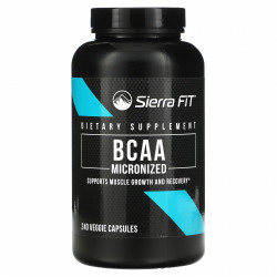 Sierra Fit, микронизированные BCAA, аминокислоты с разветвленной цепью, 500 мг, 240 растительных капсул