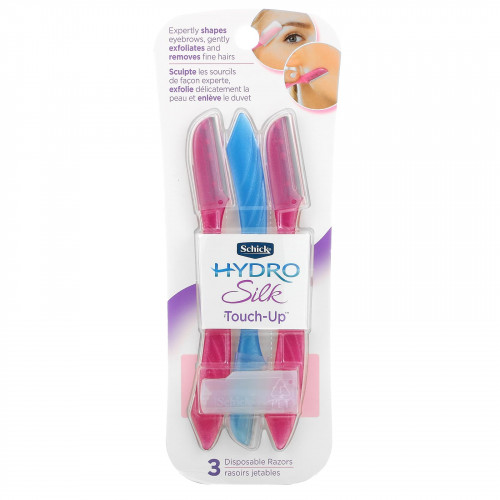 Schick, Hydro Silk Touch Up, разные цвета, 3 одноразовые бритвы