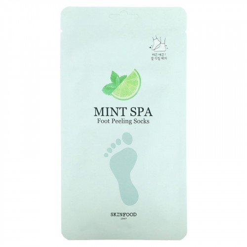 SKINFOOD, Mint Spa Foot Peeling Socks, 2 носка, 20 г