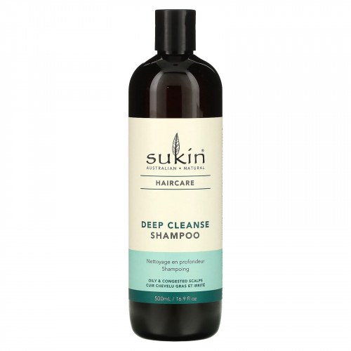 Sukin, Haircare, шампунь для глубокого очищения, для жирной и скопившейся кожи головы, 500 мл (16,9 жидк. Унции)