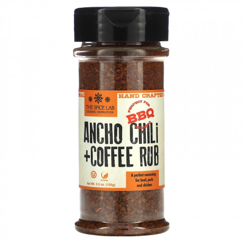 The Spice Lab, Ancho Chili + Coffee Rub, 155 г (5,5 унции)