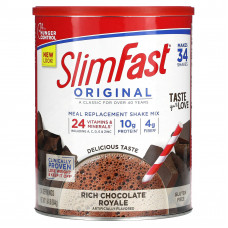 SlimFast, Original, коктейльная смесь-заменитель пищи, насыщенный шоколадный вкус, 884 г (1,94 фунта)