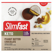 SlimFast, Keto Snack Cup, шоколад с арахисовой пастой, 14 шт., 17 г (0,6 унции)