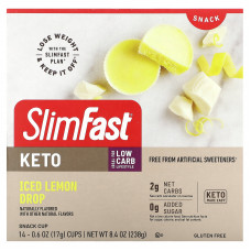SlimFast, Snack, Keto, ледяные лимонные капли, 12 пакетиков, 17 г (0,6 унции)