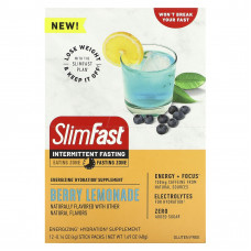 SlimFast, Прерывистое голодание, бодрящая добавка для гидратации, ягодный лимонад, 12 стиков по 4 г (0,14 унции)