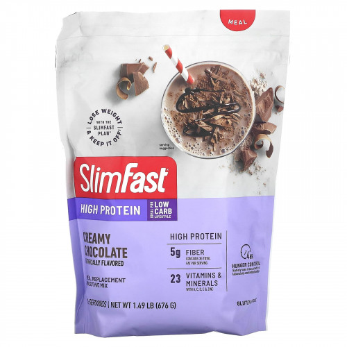 SlimFast, протеиновая смесь для смузи, заменяющая прием пищи, со вкусом шоколада, 676 г (1,49 фунта)