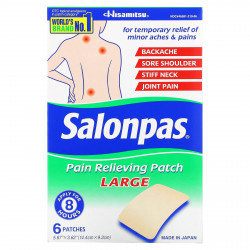 Salonpas, Болеутоляющие, большие, 6 шт.