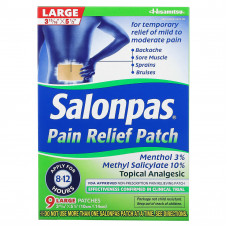 Salonpas, Пластырь обезболивающий, большой, 9 пластырей