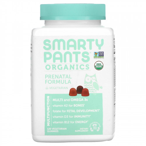SmartyPants, Organics, пренатальный комплекс, 120 вегетарианских жевательных таблеток
