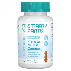 SmartyPants, мультивитамины и омега для беременных, без сахара, с лимонным вкусом, 60 жевательных таблеток