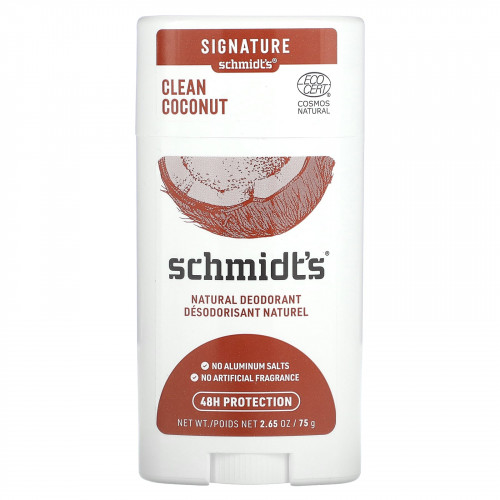 Schmidt's, Натуральный дезодорант, чистый кокос, 75 г (2,65 унции)
