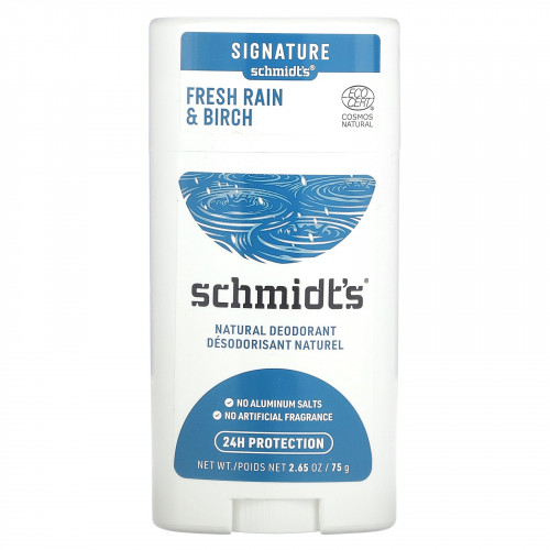 Schmidt's, Натуральный дезодорант, Fresh Rain & Birch, 75 г (2,65 унции)