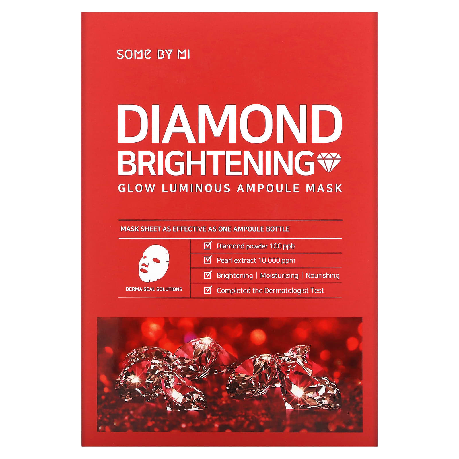 SOME BY MI, Diamond Brightening, тканевая маска с жемчужной пудрой для сияния кожи, 10 шт. по 25 мл