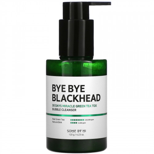 SOME BY MI, Bye Bye Blackhead, 30 Days Miracle Green Tea Tox, очищающее средство для пузырей, 120 г (4,23 унции)