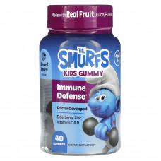 The Smurfs, жевательная добавка для укрепления иммунитета, для детей от 3 лет, ягодный вкус, 40 жевательных конфет