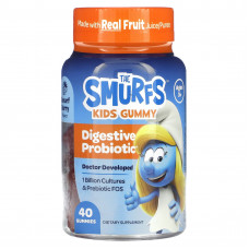 The Smurfs, жевательный пробиотик для пищеварения, для детей от 3 лет, ягодный вкус, 40 жевательных конфет