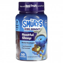 The Smurfs, детские жевательные таблетки, для спокойного сна, для детей от 3 лет, ягодный вкус, 50 жевательных таблеток