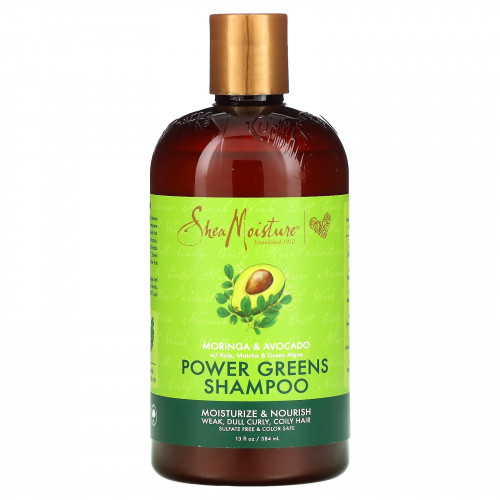 SheaMoisture, Power Greens, шампунь, моринга и авокадо, 384 мл (13 жидк. унций)