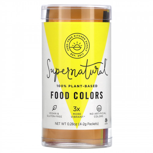 Supernatural Kitchen, Пищевые красители на 100% растительной основе, 4 пакетика по 2 г (0,28 унции)