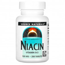 Source Naturals, ниацин, 100 мг, 250 таблеток