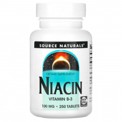 Source Naturals, ниацин, 100 мг, 250 таблеток