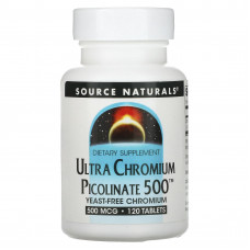 Source Naturals, ультра пиколинат хрома 500, 500 мкг, 120 таблеток