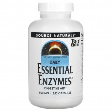 Source Naturals, Daily Essential Enzymes, добавка с незаменимыми ферментами для ежедневного использования, 500 мг, 240 капсул