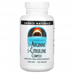 Source Naturals, Комплекс L-аргинина и L-цитруллина, 1000 мг, 120 таблеток