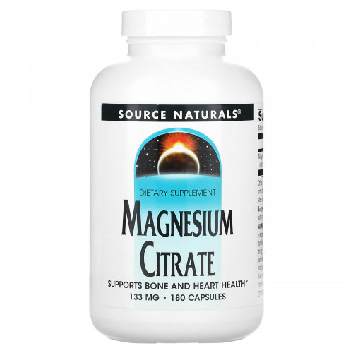 Source Naturals, цитрат магния, 133 мг, 180 капсул