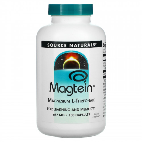 Source Naturals, Magtein, магний L-треонат, 667 мг, 180 капсул