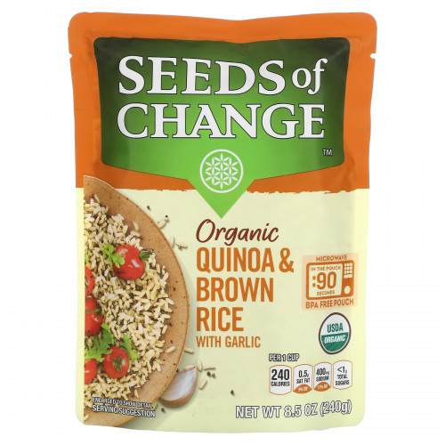 Seeds of Change, Органический, киноа и коричневый рис, с чесноком, 240 г (8,5 унции)
