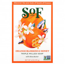 SoF, кусковое мыло, французский помол, с ароматом цветущей вишни и органическим маслом ши, 170 г (6 унций)
